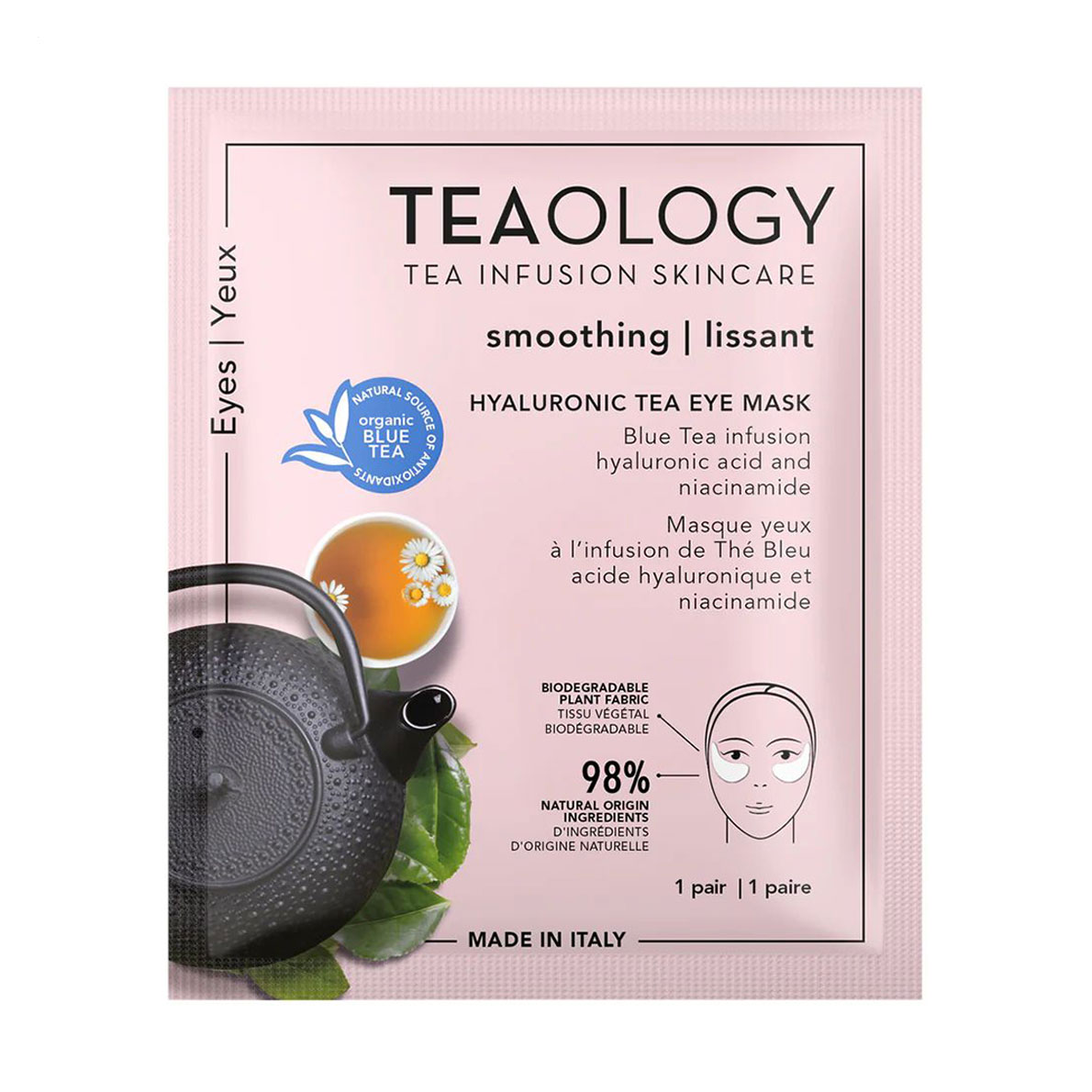 Патчі для шкіри навколо очей Teaology Hyaluronic Tea Eye Mask, 1 пара